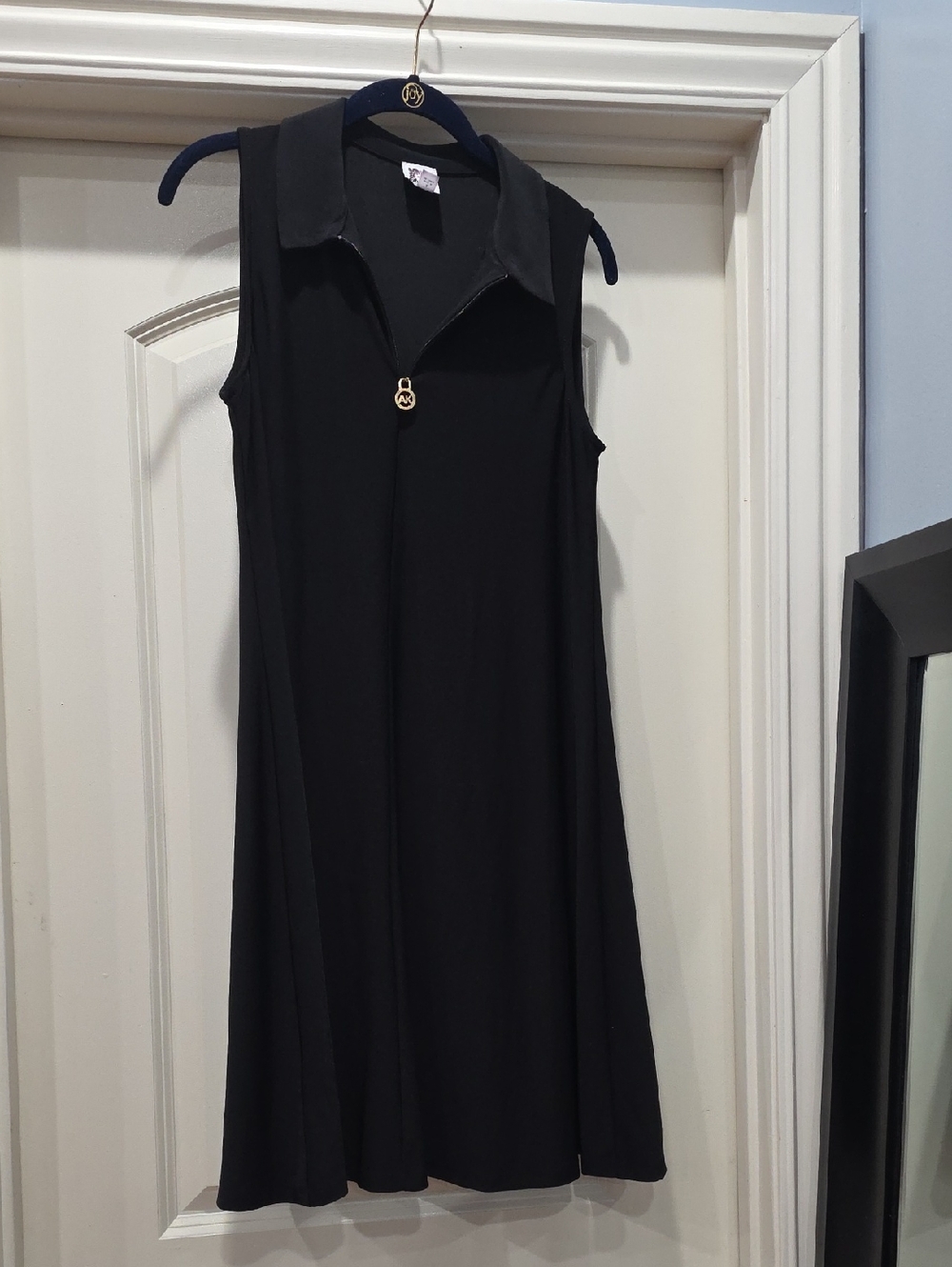 Anne Klein Black Sleeveless Dress with‎ Gold Zip Pull